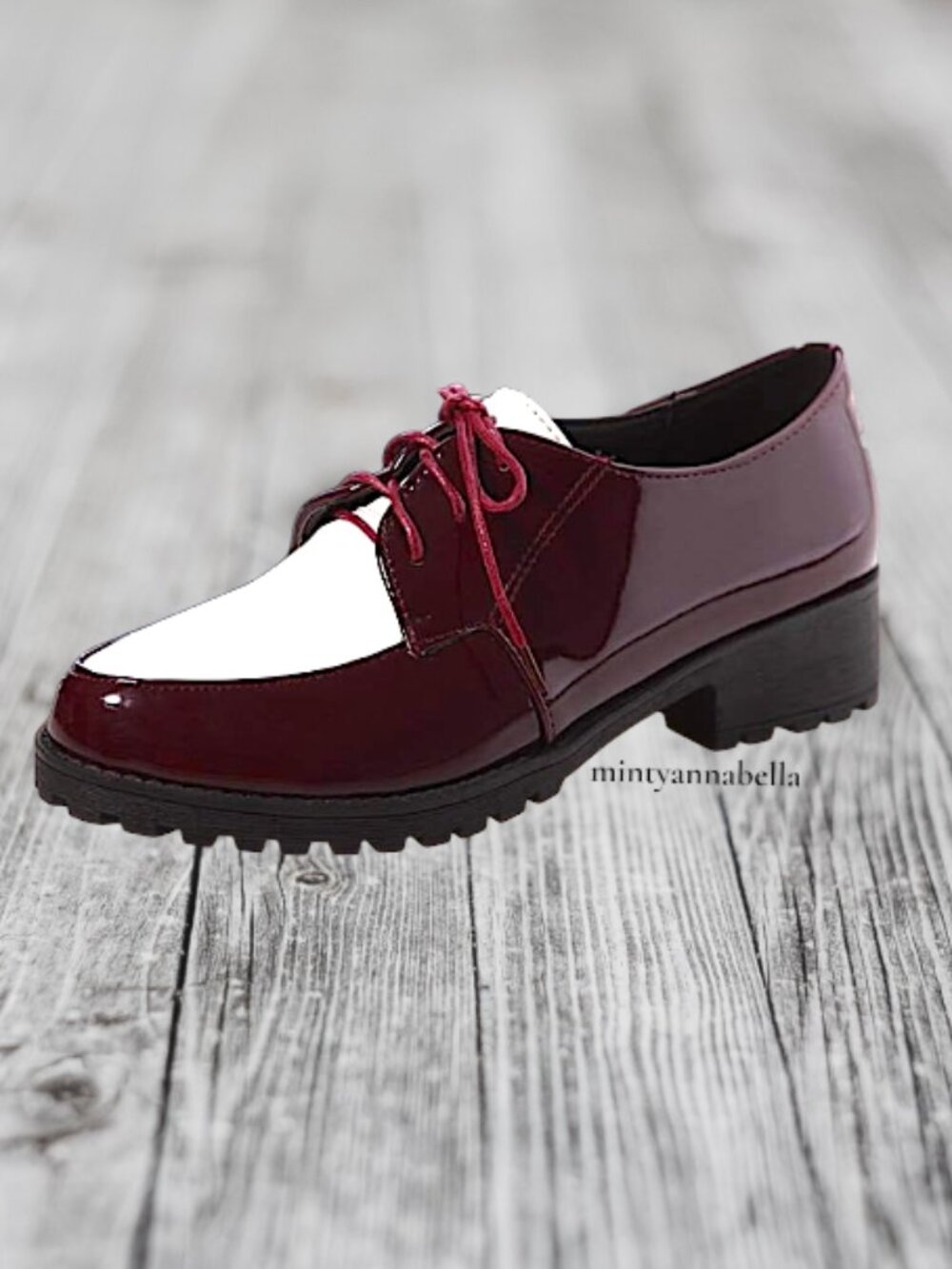Wine Saddle Oxford Shoes